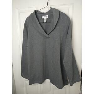 Northstyle Woman M Shirt Grey Long Sleeve V Collared Tee